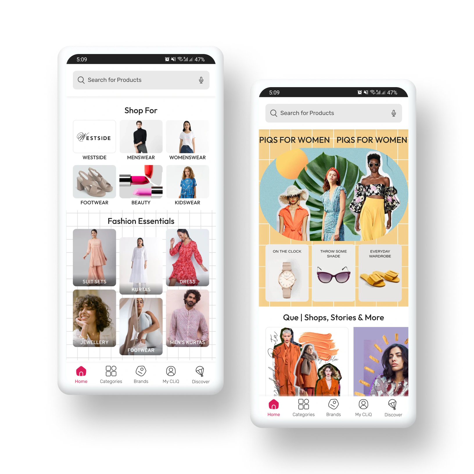 Tata CLiQ homepage built from modular components