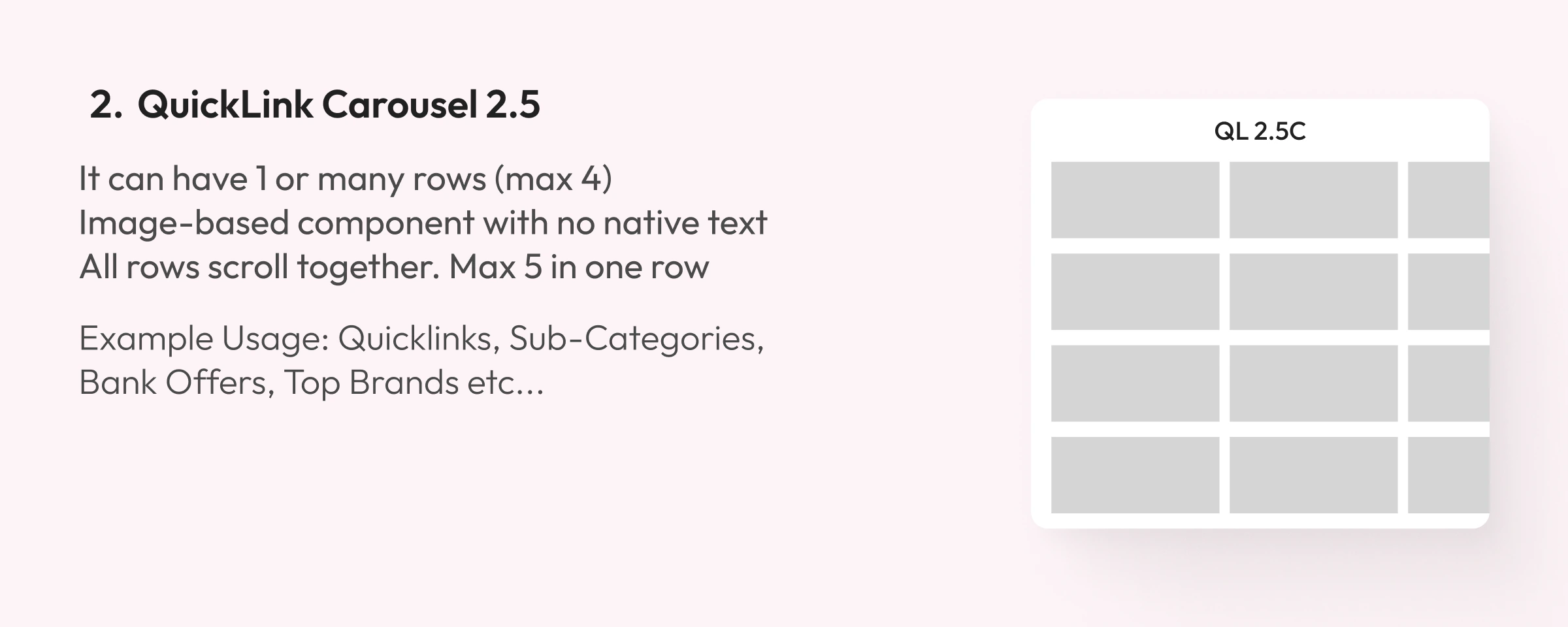2. QuickLink Carousel 2.5: component design