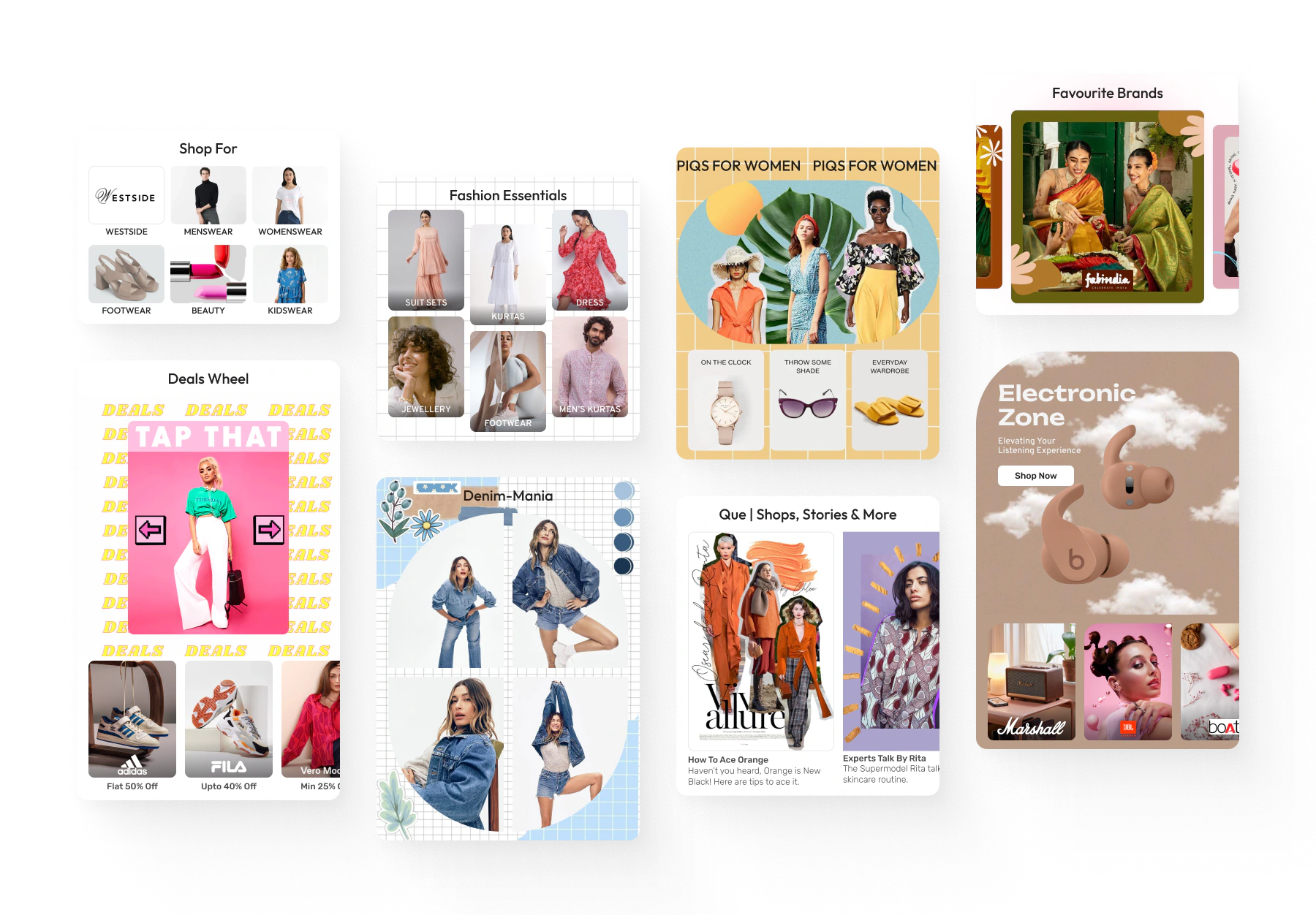 Tata CLiQ homepage designs built with the new components